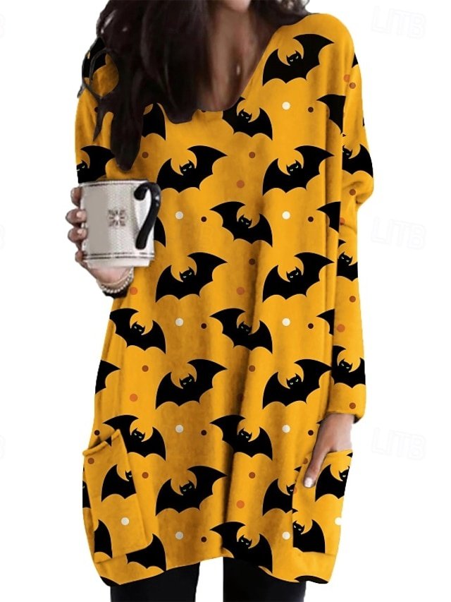 Classic Regular Fit Floral V Neck Long Sleeve Mini Dress - Image 2