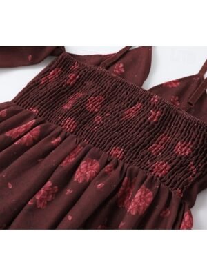 Classic Regular Fit Floral V Neck Short Sleeve Mini Dress - Image 8