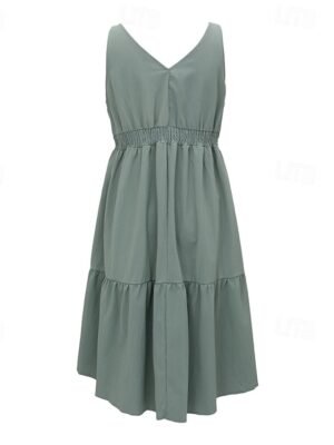 Classic Regular Fit Plain Spaghetti Strap Sleeveless Mini Slip Dress - Image 5