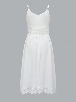 Classic Regular Fit Plain Spaghetti Strap Sleeveless Mini Slip Dress - Image 5