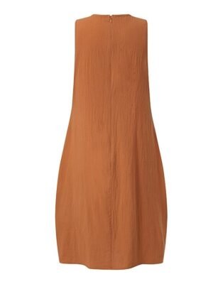 Classic Regular Fit Pure Colour U Neck Sleeveless Midi Dress - Image 8