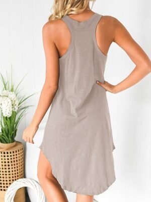 Comfort Loose Pure Colour Sleeveless Midi Nightgown - Image 3