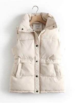 Contemporary Casual Solid Sleeveless Crop Puffer Vest - Image 1