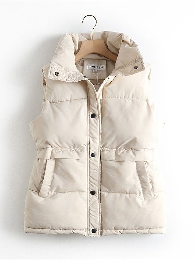 Contemporary Casual Solid Sleeveless Crop Puffer Vest - Image 1