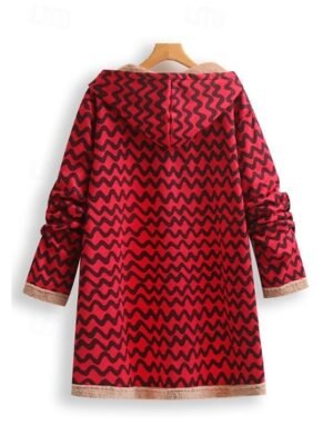 Contemporary Loose Striped Plaid Long Sleeve Long Coat - Image 2