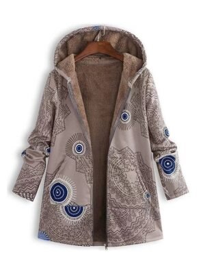 Contemporary Regular Fit Geometric Print Long Sleeve Parka - Image 1