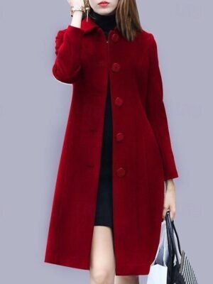 Contemporary Regular Fit Plain Long Sleeve Long Coat - Image 2