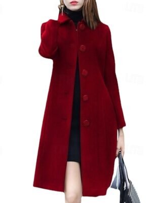 Contemporary Regular Fit Plain Long Sleeve Long Coat - Image 7