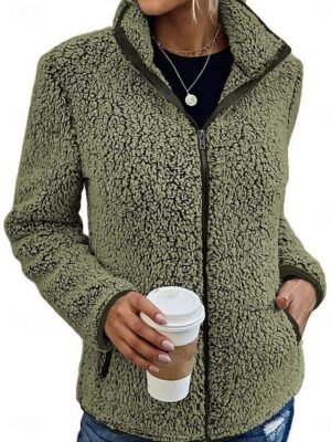 Contemporary Regular Fit Solid Colour Full Zip Long Sleeve Winter Coat - Image 1