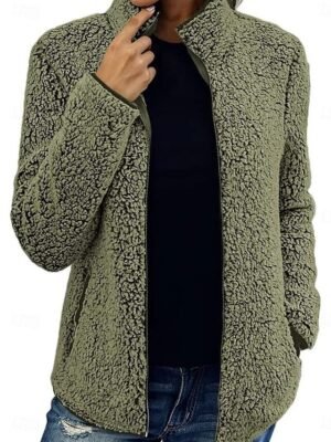 Contemporary Regular Fit Solid Colour Full Zip Long Sleeve Winter Coat - Image 2