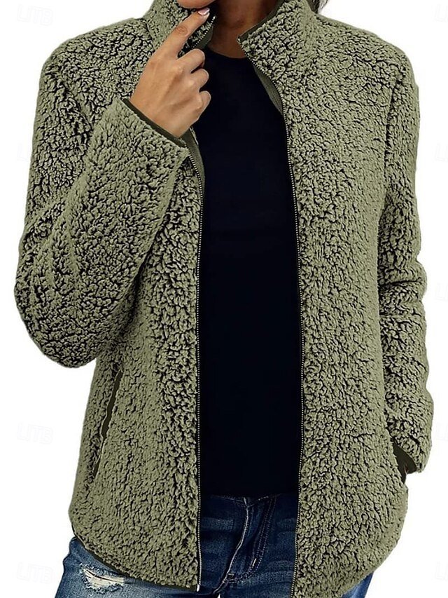 Contemporary Regular Fit Solid Colour Full Zip Long Sleeve Winter Coat - Image 2