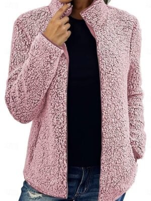 Contemporary Regular Fit Solid Colour Full Zip Long Sleeve Winter Coat - Image 4