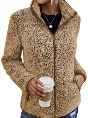 Contemporary Regular Fit Solid Colour Full Zip Long Sleeve Winter Coat - Image 5