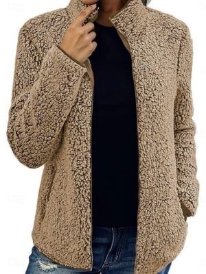 Contemporary Regular Fit Solid Colour Full Zip Long Sleeve Winter Coat - Image 6