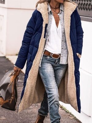 Contemporary Regular Fit Solid Colour Long Sleeve Long Winter Puffer Coat - Image 10