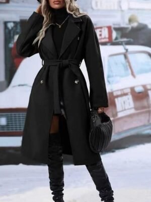 Contemporary Regular Fit Solid Colour Long Sleeve Winter Coat - Image 15