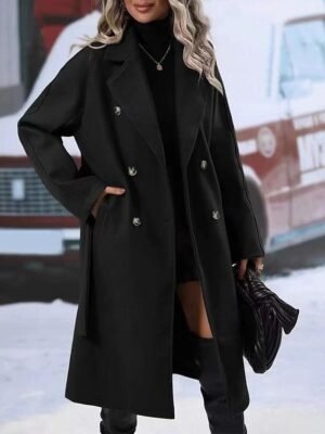 Contemporary Regular Fit Solid Colour Long Sleeve Winter Coat - Image 18