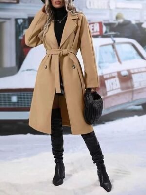 Contemporary Regular Fit Solid Colour Long Sleeve Winter Coat - Image 6