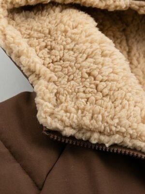 Contemporary Regular Fit Solid Colour Long Sleeve Long Winter Puffer Coat - Image 6