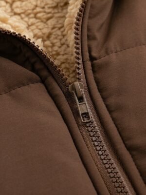 Contemporary Regular Fit Solid Colour Long Sleeve Long Winter Puffer Coat - Image 7