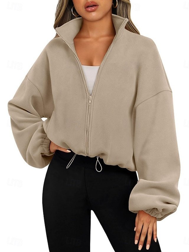 Contemporary Regular Fit Solid Zip Long Sleeve Jacket - Image 1