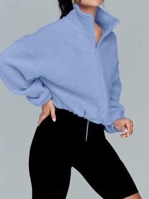 Contemporary Regular Fit Solid Zip Long Sleeve Jacket - Image 10