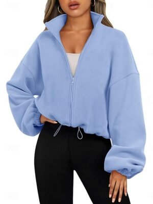 Contemporary Regular Fit Solid Zip Long Sleeve Jacket - Image 7