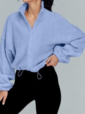 Contemporary Regular Fit Solid Zip Long Sleeve Jacket - Image 8