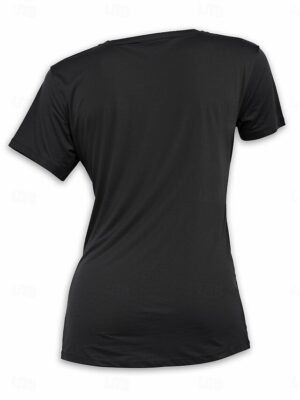 Cute Casual Regular Dog Letter V Neck Short Sleeve Black T Shirt - Image 2