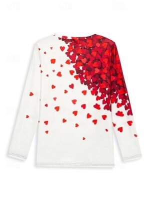 Cute Loose Heart V Neck Long Sleeve Tee - Image 6