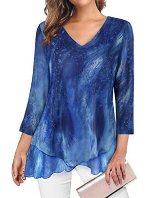 Daily Basic Floral V Neck Long Sleeve Regular Blouse - Image 5