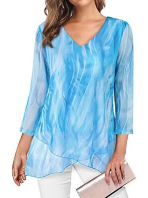 Daily Basic Floral V Neck Long Sleeve Regular Blouse - Image 6