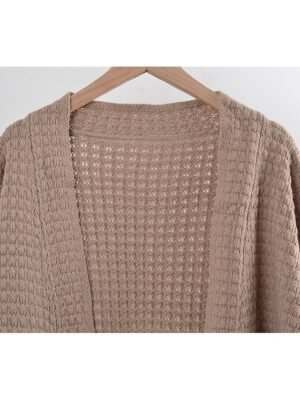 Daily Casual Loose Solid Open Front Long Sleeve Cardigan - Image 13