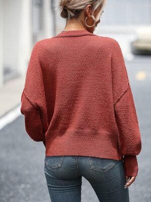 Daily Casual Solid Long Sleeve Knitted Shirt Collar Cardigan - Image 4