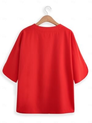Daily Elegant Regular Fit Plain V Neck Blouse - Image 5