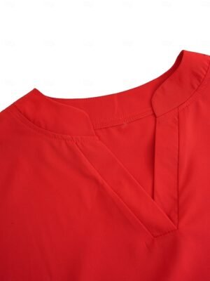 Daily Elegant Regular Fit Plain V Neck Blouse - Image 6