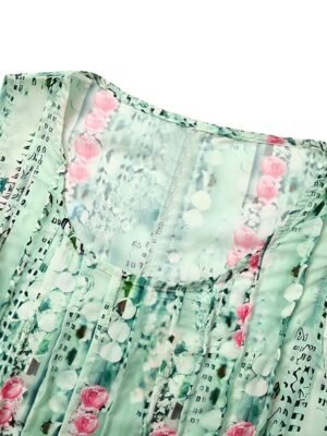 Daily Loose Floral Crew Neck Sleeveless Midi Dress - Image 3
