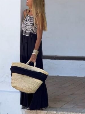 Daily Loose Geometric Strap Sleeveless Maxi Dress - Image 2