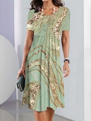 Daily Loose Ombre Floral Crew Neck Short Sleeve Midi Dress - Image 6