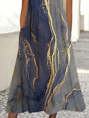 Daily Loose Ombre Floral Crew Neck Sleeveless Midi Dress - Image 7