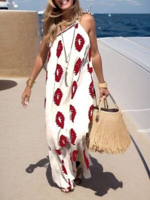 Daily Loose Print Halter Neck Sleeveless Maxi Dress - Image 4