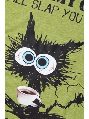 Daily Regular Cat Print Round Neck Short Sleeve Tops - Image 7