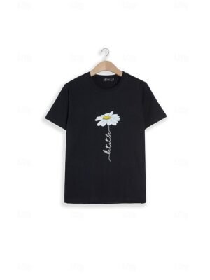 Daily Regular Daisy Print Round Neck Short Sleeve T-Shirt - Image 3