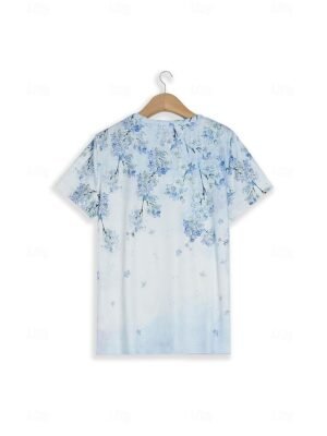 Daily Regular Floral Round Neck Short Sleeve Top - Image 10