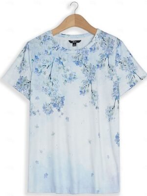 Daily Regular Floral Round Neck Short Sleeve Top - Image 2
