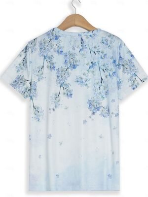 Daily Regular Floral Round Neck Short Sleeve Top - Image 3