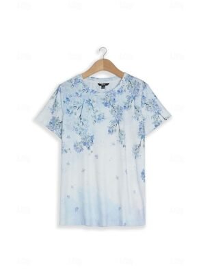 Daily Regular Floral Round Neck Short Sleeve Top - Image 9