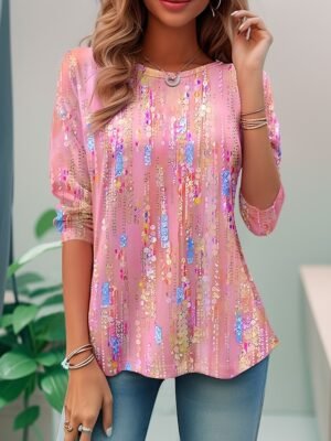 Daily Regular Graphic Round Neck Long Sleeve Top - Image 2