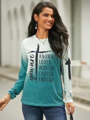 Daily Regular Print Round Neck Long Sleeve Top - Image 2
