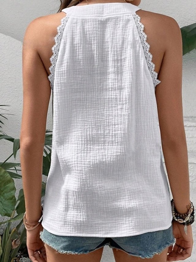 Daily Regular Solid Notched Neck Sleeveless Vest - Image 2